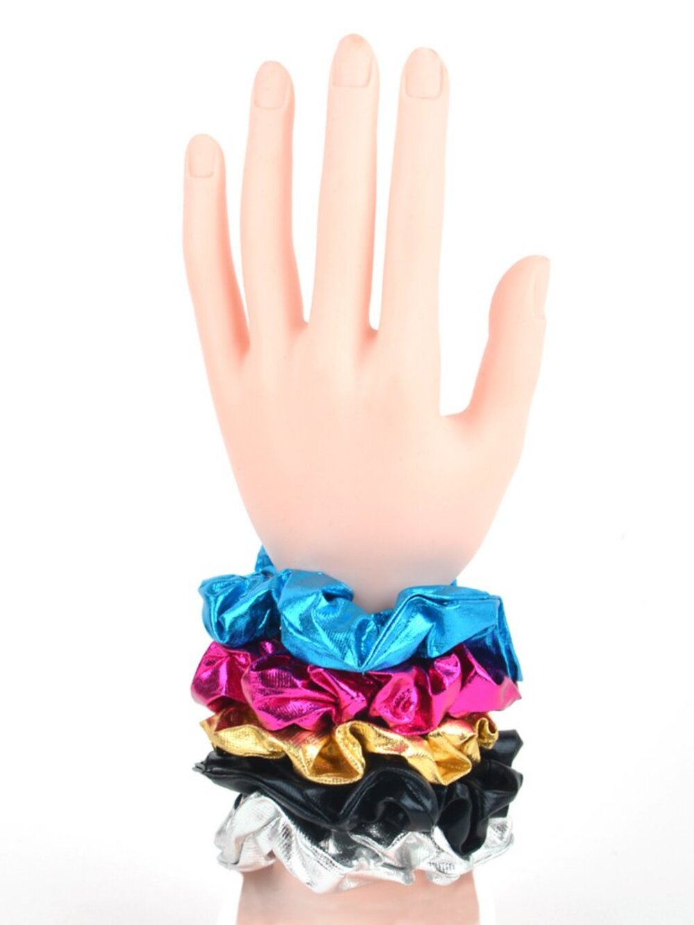 Nollia Set of 5 Metallic Scrunchies, Ponytail Holders